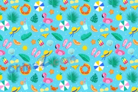 夏日度假元素矢量花纹背景